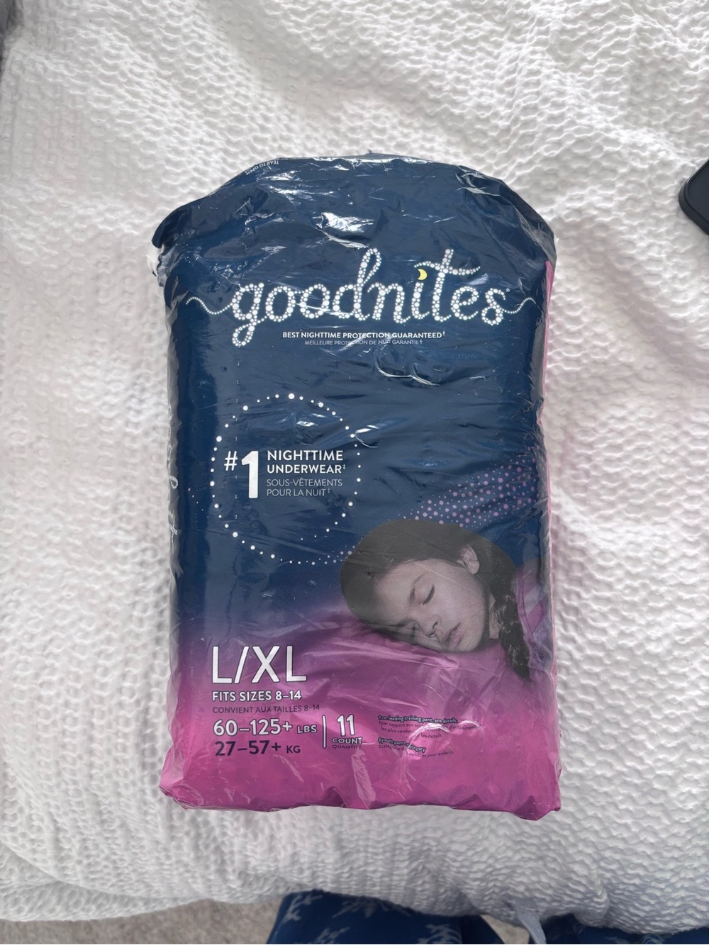 L/XL Girls Nighttime Underwear - Navy and Pink